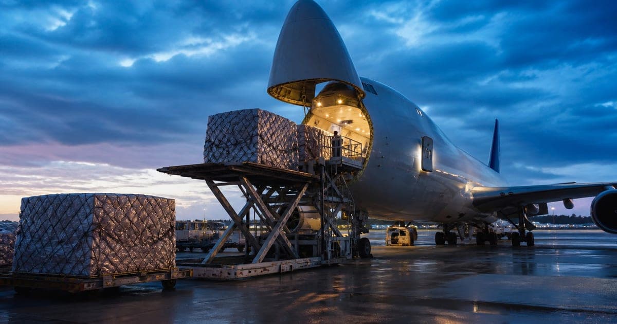 Air cargo aircraft on the tarmac